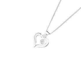 Silver-CZ-Open-Heart-Pendant on sale