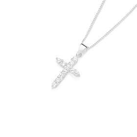 Silver-CZ-Cross-Pendant on sale