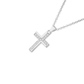 Silver-CZ-Split-Pave-Cross-Pendant on sale