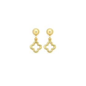 9ct+Gold+Open+Clover+Stud+Earrings