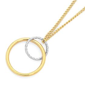 9ct+Gold+Two+Tone+Double+Circle+Slider+Pendant