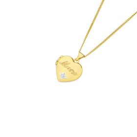 9ct-Gold-Diamond-set-Mum-Heart-Locket on sale