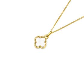 9ct-Gold-Mother-of-Pearl-Beaded-Clover-Pendant on sale