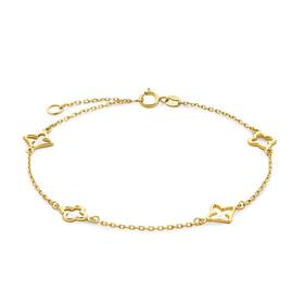 9ct+Gold+19cm+Multi+Open+Clover+Alternating+Trace+Bracelet