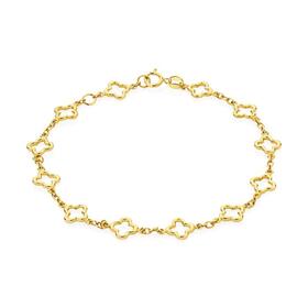 9ct+Gold+19cm+Multi-Open+Clover+Trace+Bracelet
