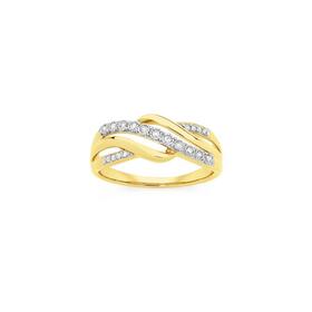 9ct+Gold+Diamond+Crossover+Ring