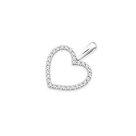 9ct+White+Gold+Diamond+Open+Heart+Pendant
