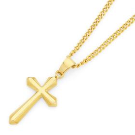 9ct-Gold-Polished-Fluted-Cross-Pendant on sale