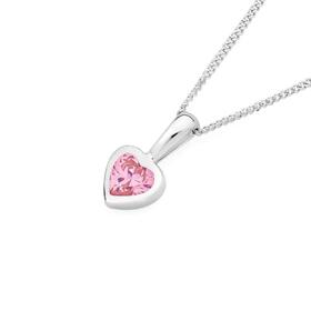 Sterling+Silver+Cubic+Zirconia+Pink+Heart+Pendant