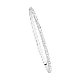 Sterling+Silver+3x65mm+Solid+Engraved+Bangle