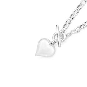 Italian+Sterling+Silver+45cm+Puff-Heart+Fob+Necklace