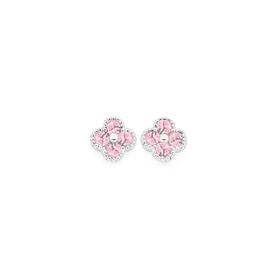 Silver-CZ-Clover-Stud-Earrings on sale