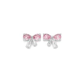 Sterling-Silver-Cubic-Zirconia-Bow-Stud-Earrings on sale