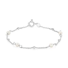 Italian-Silver-Pearl-Bead-185cm-Cable-Link-Bracelet on sale