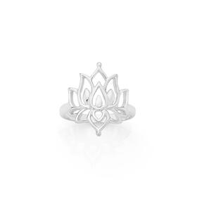 Silver-Lotus-Dress-Ring-Size-O on sale