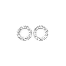 Silver-CZ-Fine-Circle-Stud-Earrings on sale