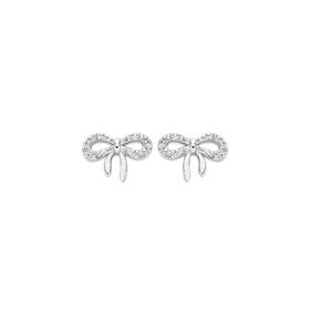 Silver-CZ-Fine-Bow-Stud-Earrings on sale