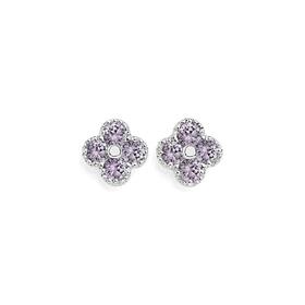 Sterling-Silver-Cubic-Zirconia-Clover-Stud-Earrings on sale