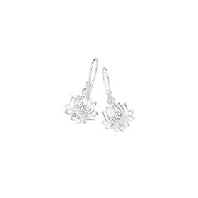 Silver-CZ-Lotus-Drop-Earrings on sale