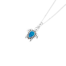 Silver-Man-Made-Opal-Turtle-Pendant on sale