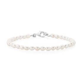 Sterling+Silver+Rice+Pearl+18%2B2cm+Bracelet