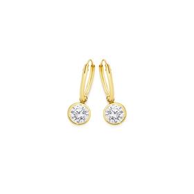 9ct+Gold+Cubic+Zirconia+Flex+Hoop+Earrings