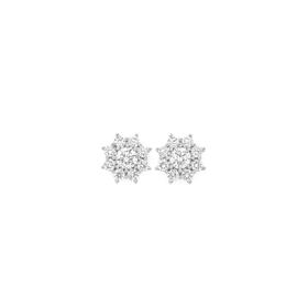Alora+10ct+Gold+1+Carat+TW+Lab+Grown+Diamond+Flower+Cluster+Stud+Earrings