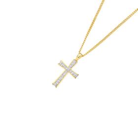 Alora+10ct+Gold+1+Carat+TW+Lab+Grown+Diamond+Cross+Pendant