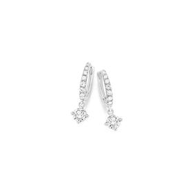 Alora+10ct+White+Gold+3%2F4+Carat+TW+Lab+Grown+Diamond+Drop+Huggie+Earrings