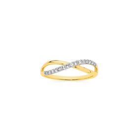 Exquisites-9ct-Gold-Diamond-Open-Crossover-Ring on sale