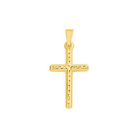 9ct-Gold-Diamond-Cut-Cross-Pendant on sale