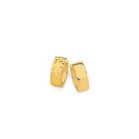 9ct-Gold-10mm-Diamond-Cut-Polish-Reversible-Huggie-Earrings on sale