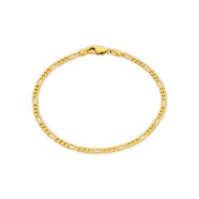 9ct+Gold+19cm+Solid+3%2B1+Figaro+Bracelet
