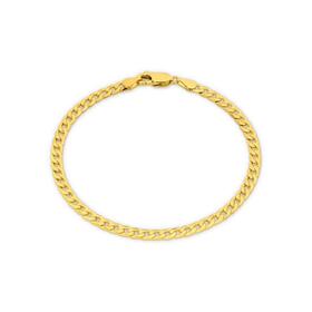 9ct+Gold+19cm+Solid+Bevelled+Curb+Bracelet