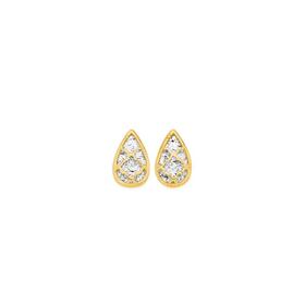 9ct-Gold-Two-Tone-Filigree-Diamond-Cut-Teardrop-Stud-Earrings on sale