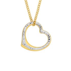 9ct-Gold-Two-Tone-16mm-Diamond-Cut-Floating-Heart-Pendant on sale