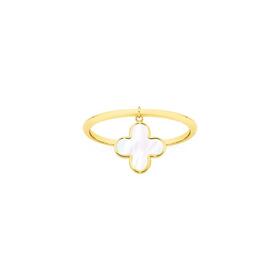 9ct-Gold-Mother-of-Pearl-Clover-Charm-Stacker-Ring on sale