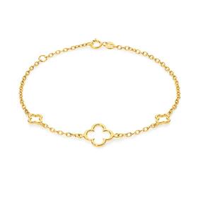 9ct+Gold+19cm+Open+Clovers+Trace+Bracelet