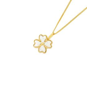 9ct+Gold+Mother+of+Pearl+Clover+Pendant