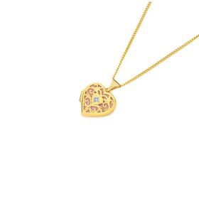 9ct-Gold-Diamond-Set-Open-Filigree-Heart-Locket-with-Pink-Insert on sale
