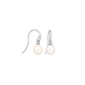 Sterling-Silver-Pearl-CZ-Drop-Earrings on sale