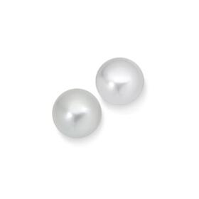 Sterling+Silver+Button+Pearl+Stud+Earrings