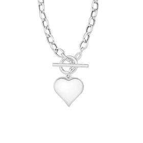 Sterling-Silver-45cm-Puff-Heart-Fob-Necklace-Made-In-Italy on sale