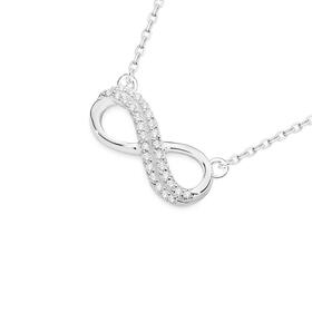 Sterling-Silver-CZ-45cm-Double-Row-Infinity-Necklace on sale