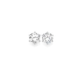 Sterling+Silver+Cubic+Zirconia+Stud+Earrings