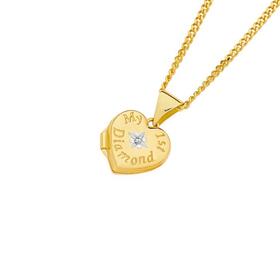 9ct+Gold+%26quot%3BMy+First+Diamond%26quot%3B+Heart+Locket