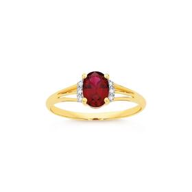 9ct-Gold-Created-Ruby-Diamond-Ring on sale