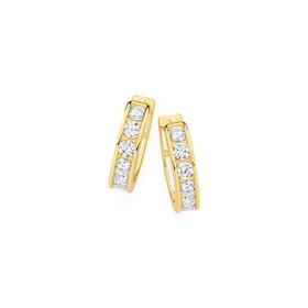 9ct-Gold-Cubic-Zirconia-Channel-Set-Huggie-Earrings on sale