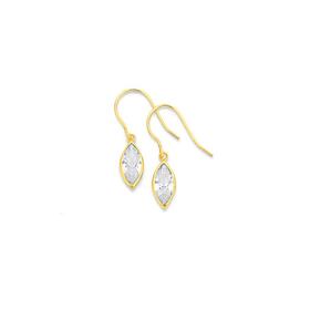 9ct-Gold-Cubic-Zirconia-Marquise-Shape-Drop-Earrings on sale