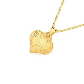 9ct-Gold-12mm-Diamond-Cut-Crosshatch-Puff-Heart-Pendant on sale
